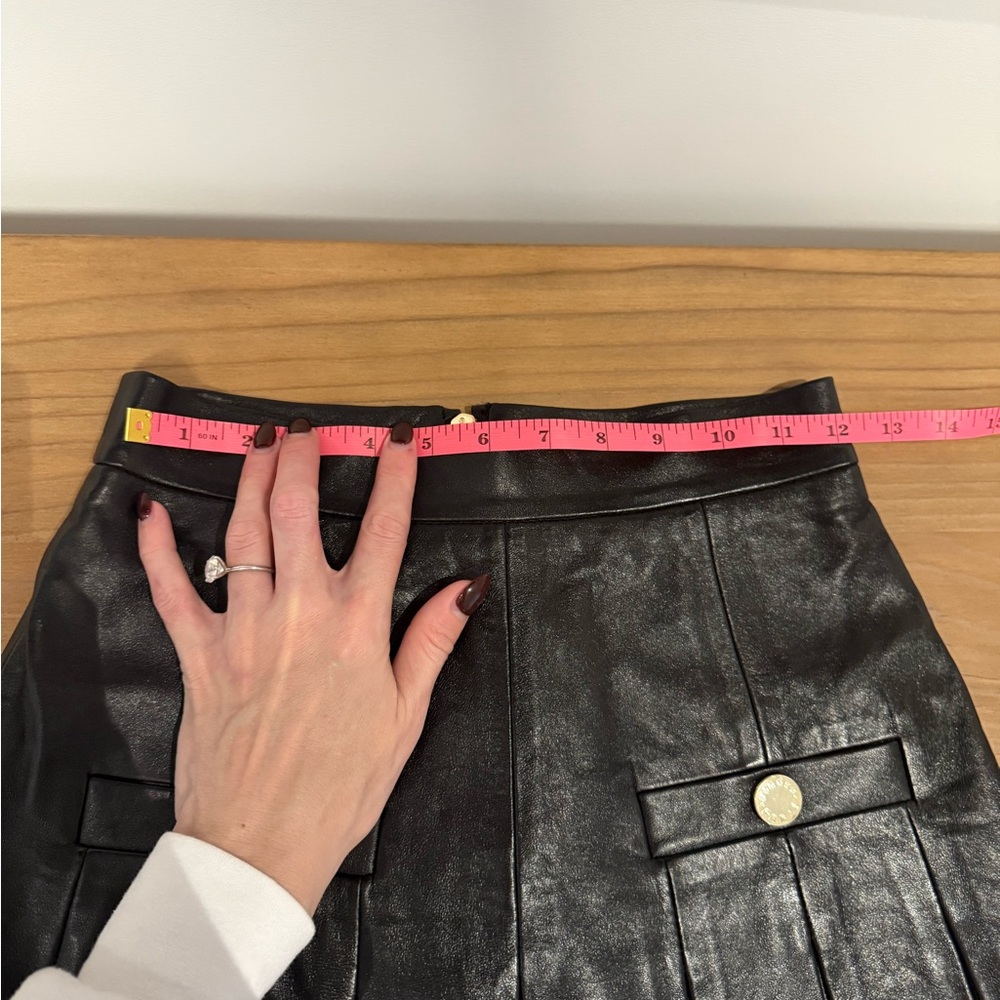 Sandro Black Leather Pleated Skirt 0 - Picture 7 of 9